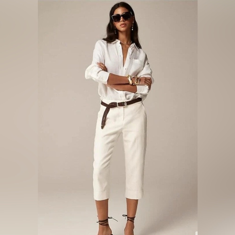 NWT J.Crew Kate capri pant in‎ stretch linen blend, Size 16